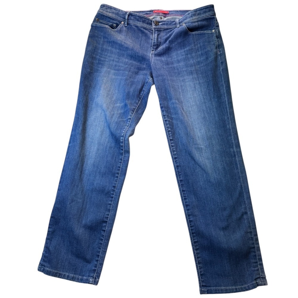 L.L.Bean Women's Straight Leg Denim Jeans Blue Cotton Blend 14 Petite‎